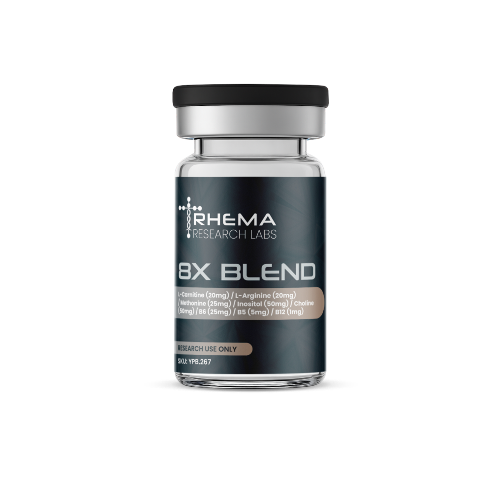 8X Blend L-Carnitine (20mg) / L-Arginine (20mg) / Methonine (25mg) / Inositol (50mg) / Choline (50mg) / B6 (25mg) / B5 (5mg) / B12 (1mg)